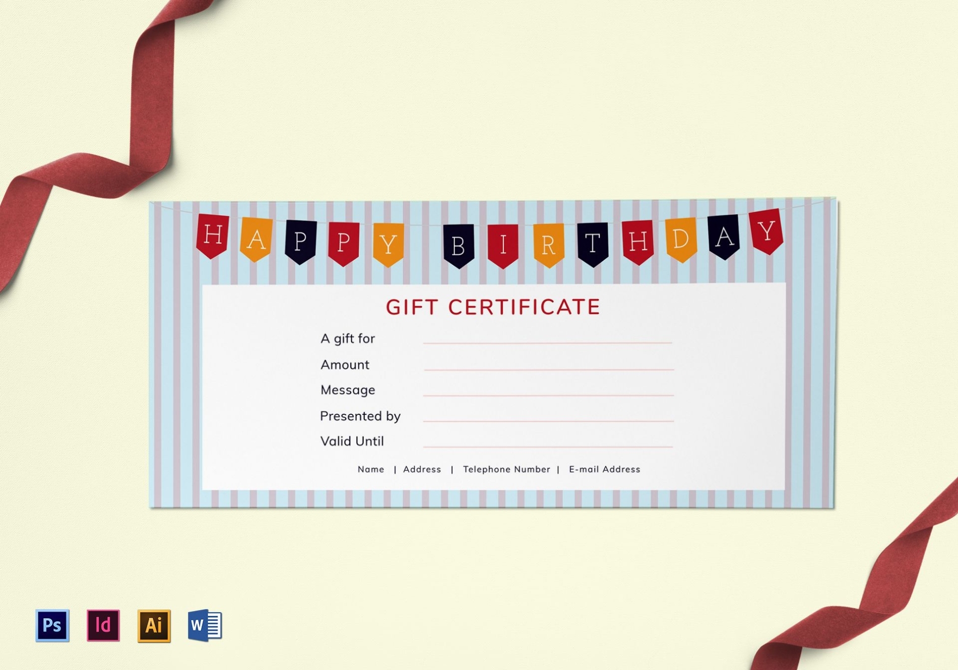 Happy Birthday Gift Certificate Design Template In Psd, Word, Illustrator, Indesign Inside Gift Card Template Illustrator