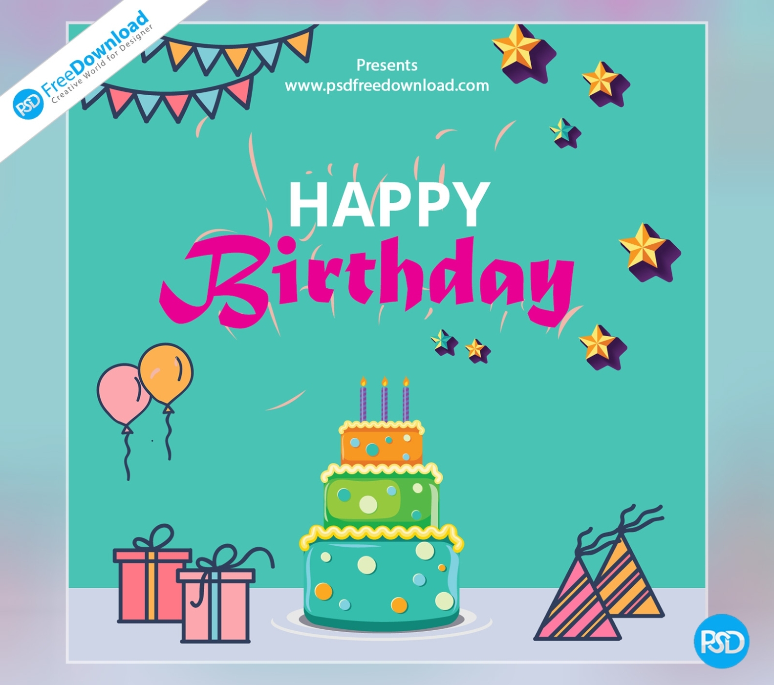 Happy Birthday Template Greeting Card - Psd Free Download Within Template For Anniversary Card