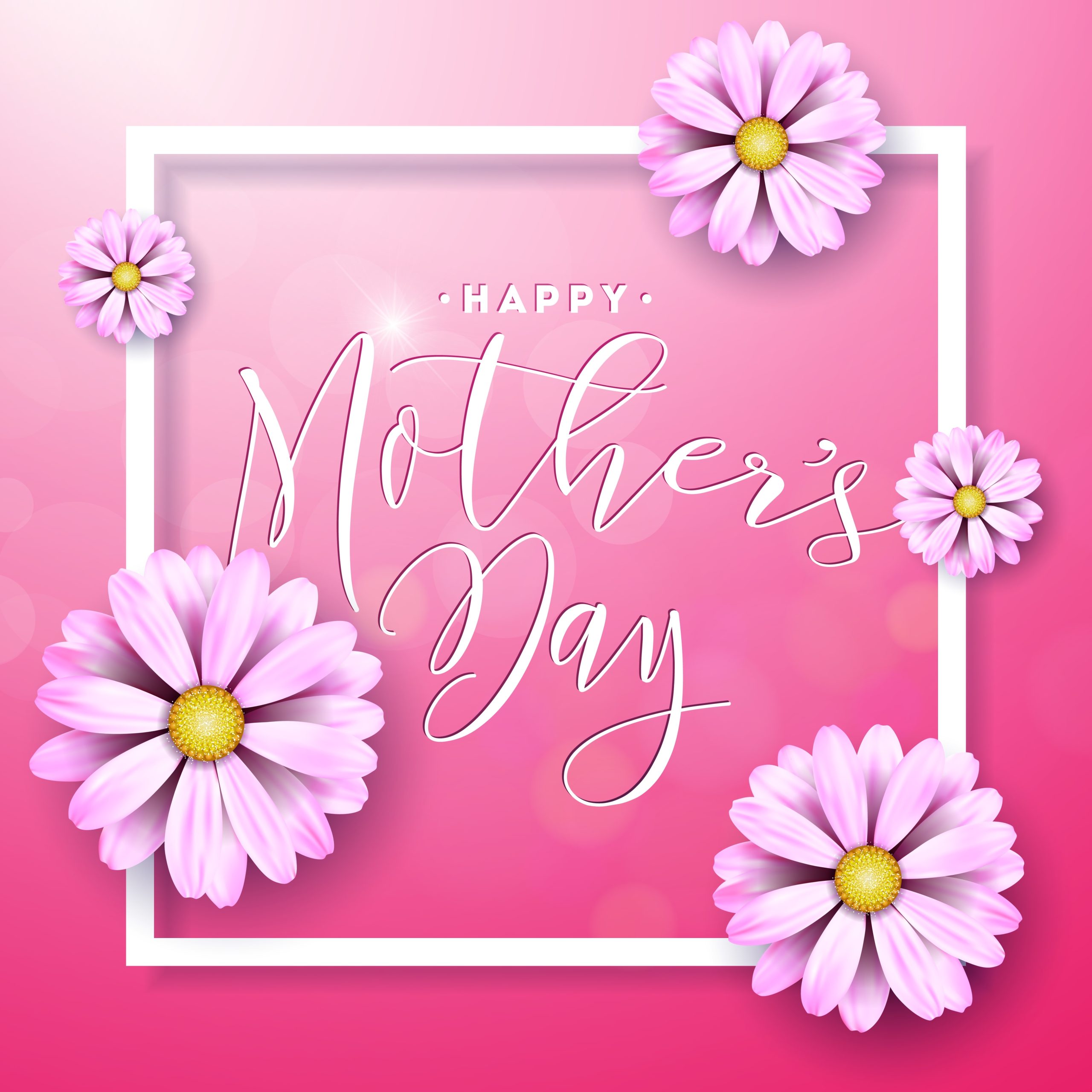 Happy Mothers Day Greeting Card With Flower On Pink Background. Vector Throughout Mothers Day Card Templates