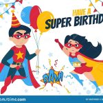 Have A Super Birthday Greeting Card Design Stock Vector – Illustration In Superhero Birthday Card Template