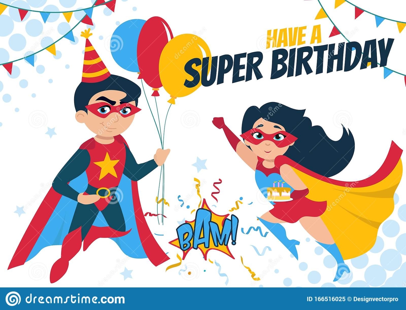 Have A Super Birthday Greeting Card Design Stock Vector – Illustration In Superhero Birthday Card Template