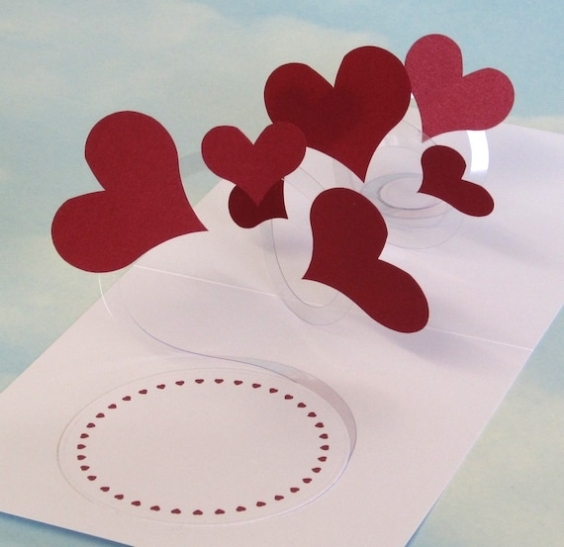 Hearts Card Spiral Pop Up 3D Hearts Popup Card For 3D Heart Pop Up Card Template Pdf