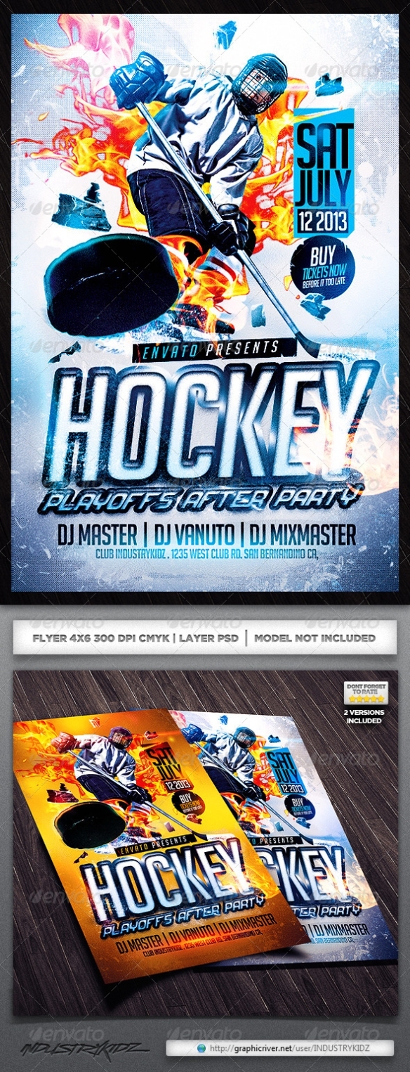 Hockey Flyer Template By Industrykidz | Graphicriver Inside Hockey Flyer Template