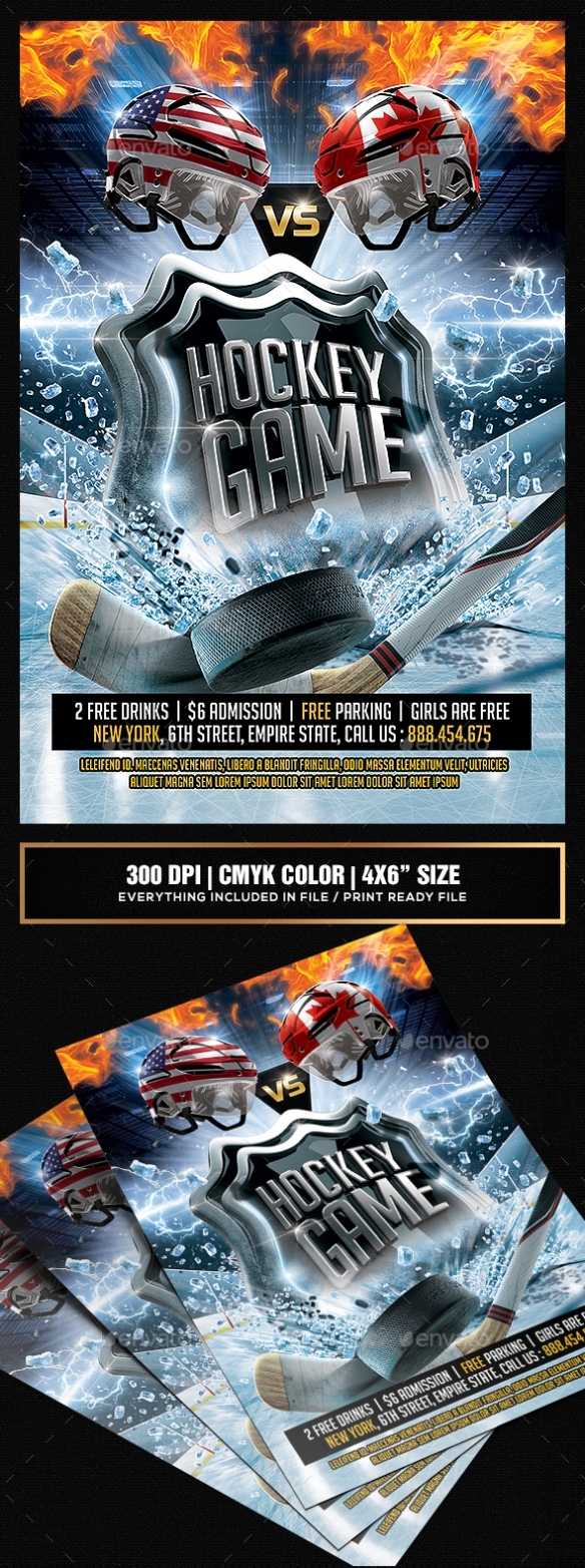 Hockey Game Flyer Template By Smashingflyers | Graphicriver With Regard To Hockey Flyer Template