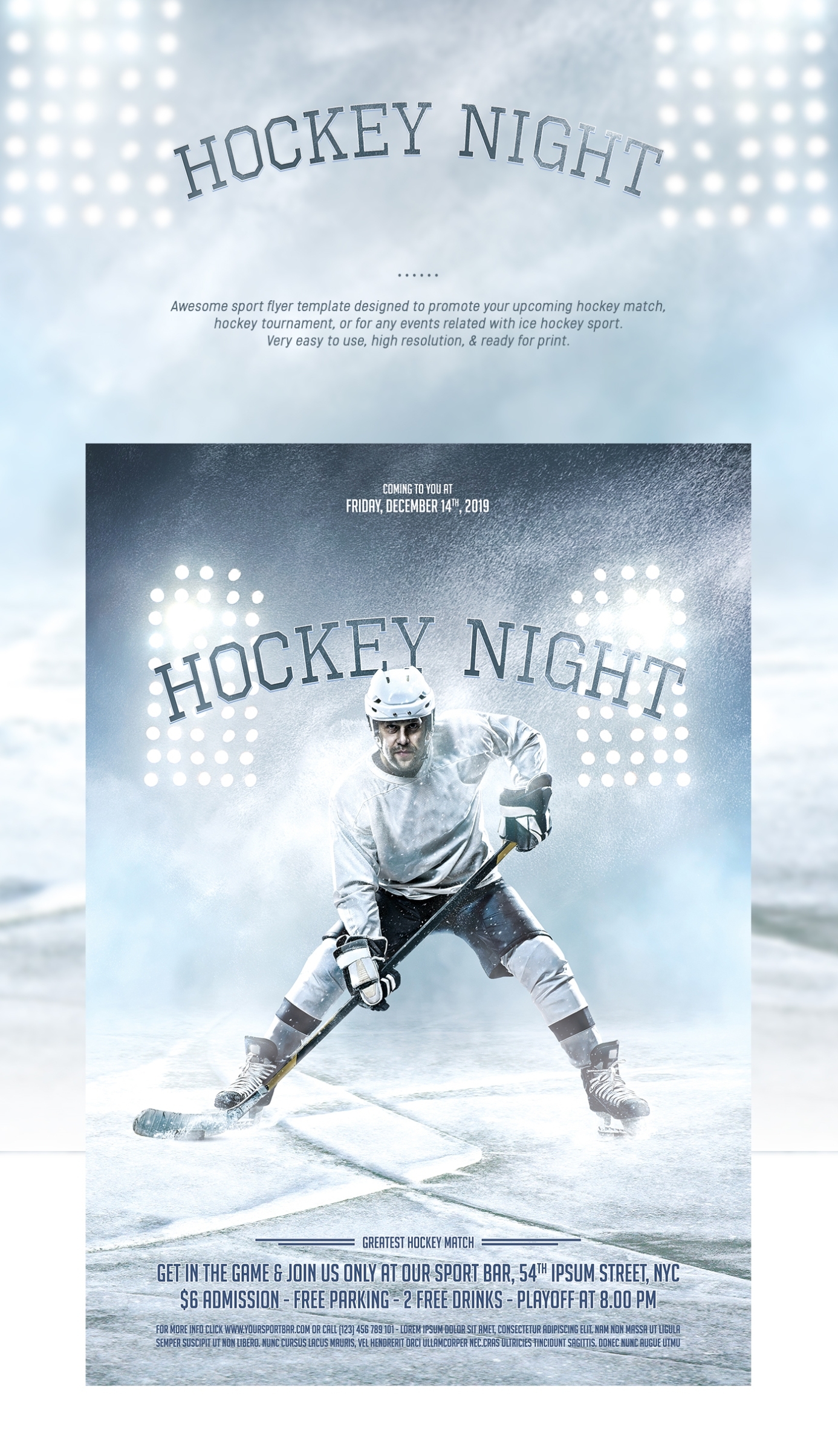 Hockey Night Flyer Template On Behance With Hockey Flyer Template