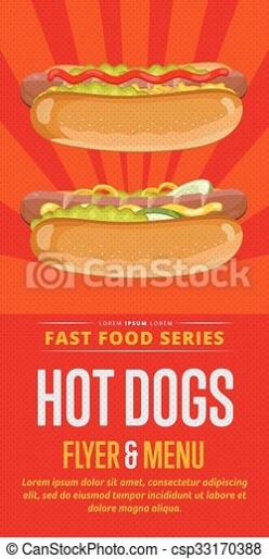 Hot Dog Sale Flyer. Hot Dog Menu Flyer Design Template. Template Flyer For Fast Food For Hot Dog Flyer Template
