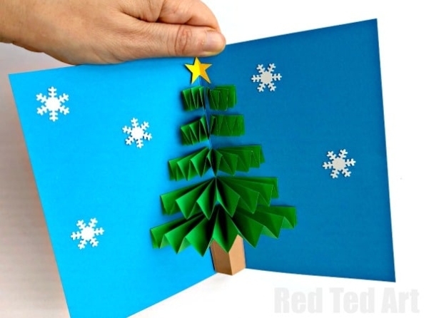 How To Make A 3D Christmas Card Pop Up Diy – Red Ted Art With Regard To 3D Christmas Tree Card Template