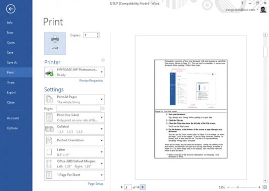 How To Preview Your Word 2013 Document Before Printing – Dummies For How To Create A Template In Word 2013