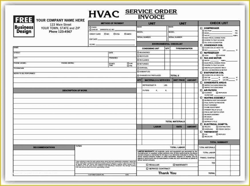 Hvac Service Invoice Template Free Of Anchorside Carbonless Form Inside Air Conditioning Invoice Template