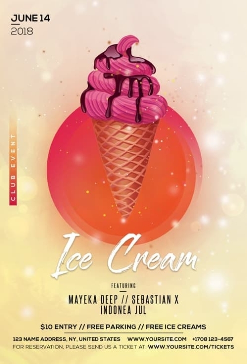 Ice Cream Free Flyer Template For Summer Party Events And Ice Shops Throughout Ice Cream Party Flyer Template