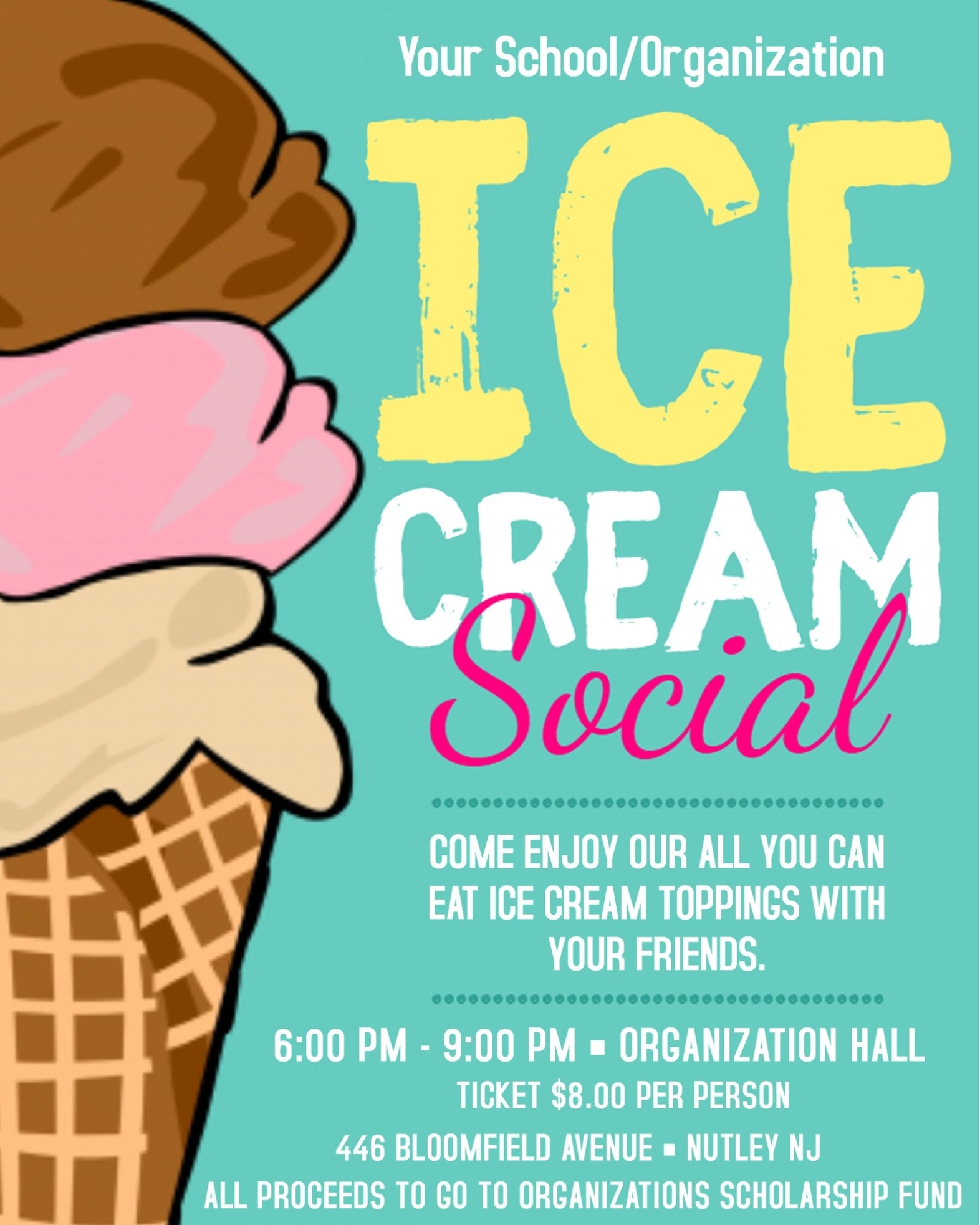 Ice Cream Social Flyer Template Editable Event Flyer | Etsy with Ice Cream Party Flyer Template