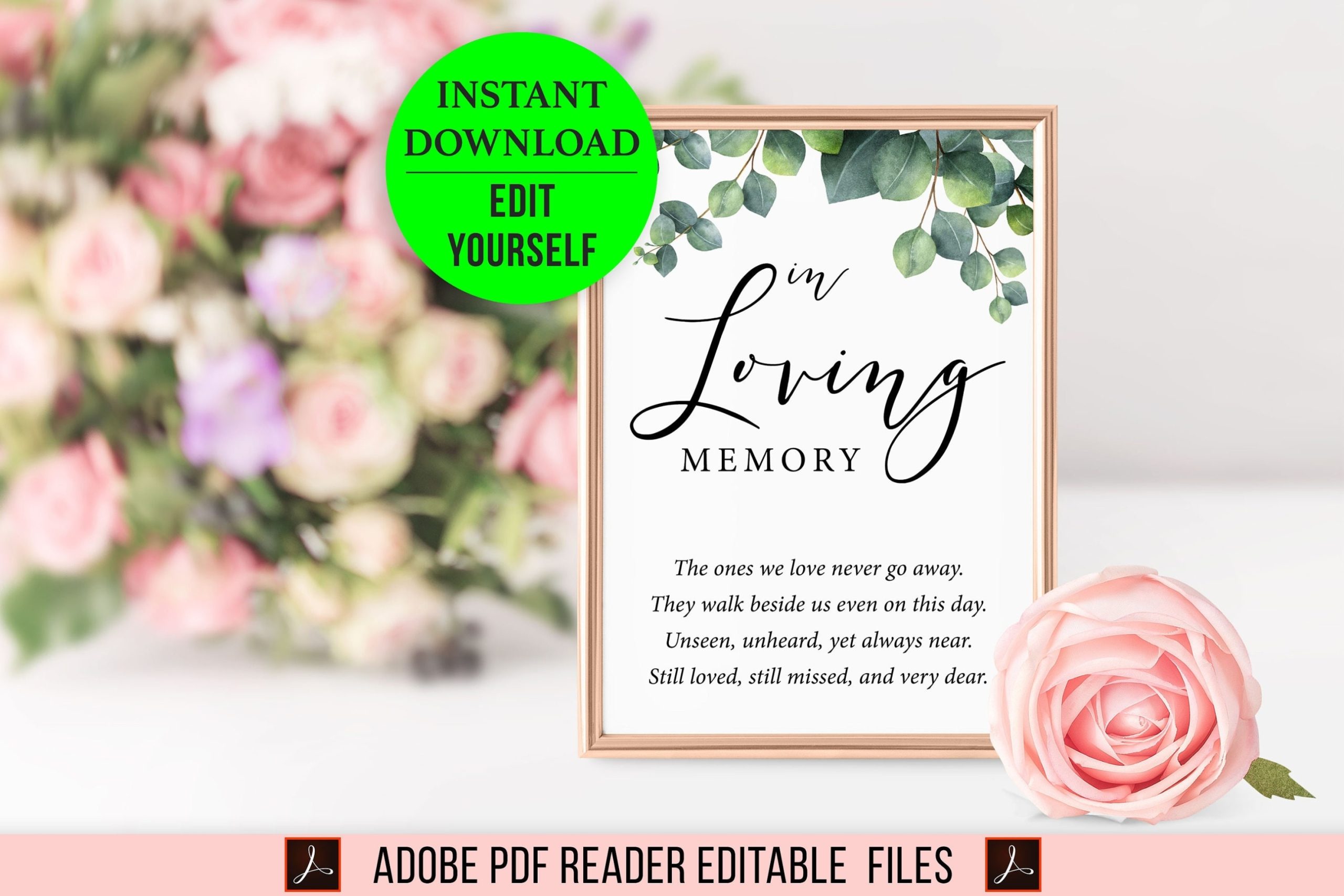 In Loving Memory Sign Printable Editable Template Pdf | Etsy Within In Memory Cards Templates