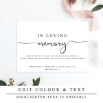 In Loving Memory Sign Template Printable In Memory Sign | Etsy In In Memory Cards Templates
