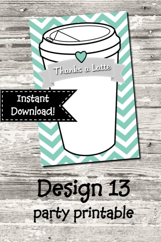 Instant Download Thanks A Latte Thank You Card Printable Throughout Thanks A Latte Card Template