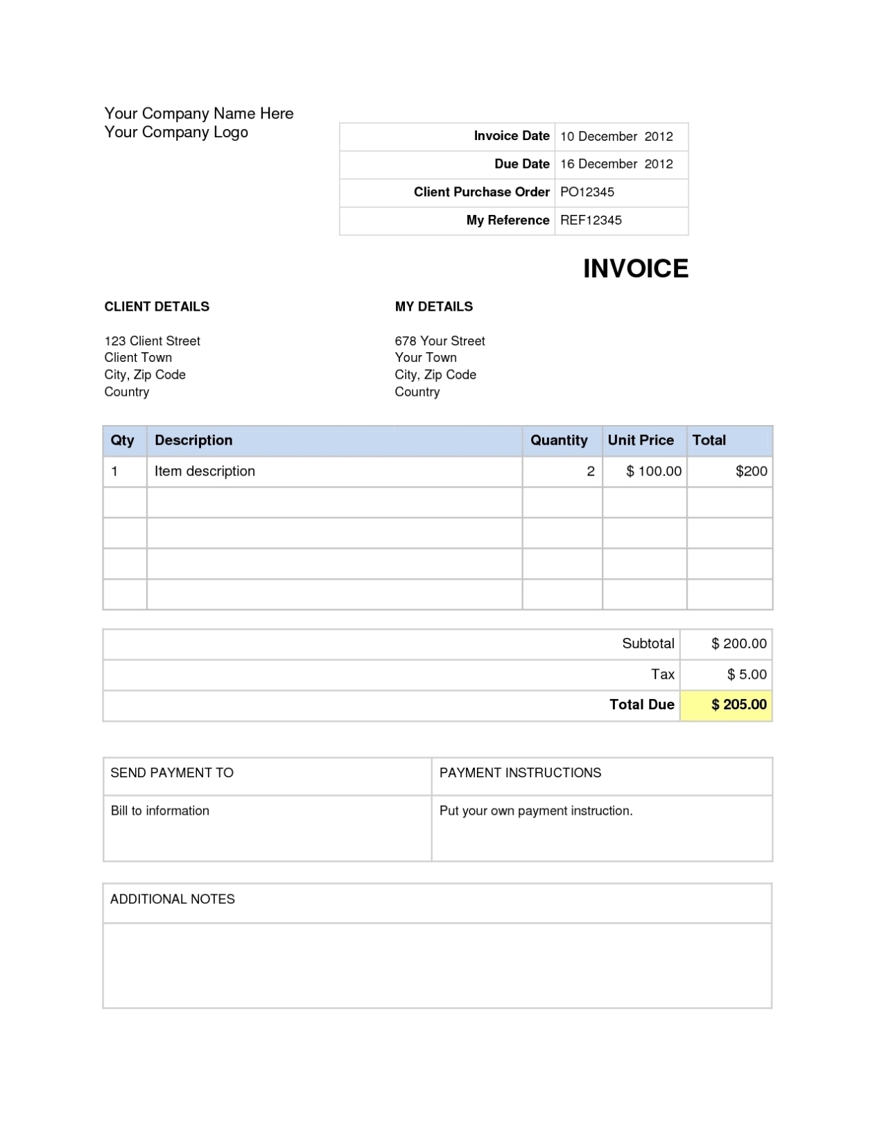 Invoice In Word * Invoice Template Ideas inside Invoice Template Word 2010