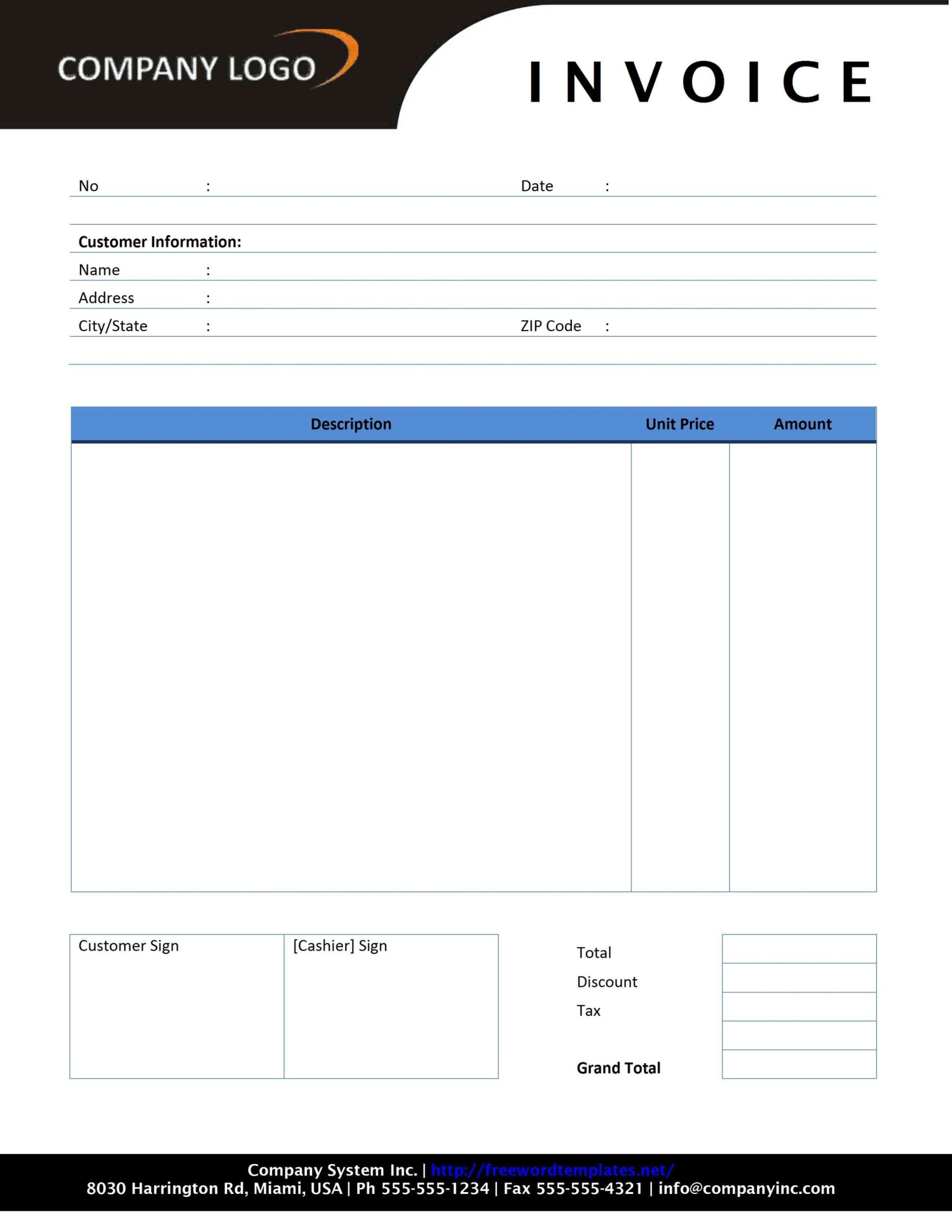 Invoice Receipt Template Word | Invoice Example For Microsoft Office Word Invoice Template