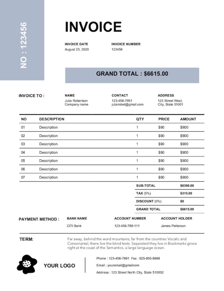 Invoice Template Printable Invoice Business Form Etsy - 32 Invoice Template Australia Word Gif Pertaining To Australian Invoice Template Word
