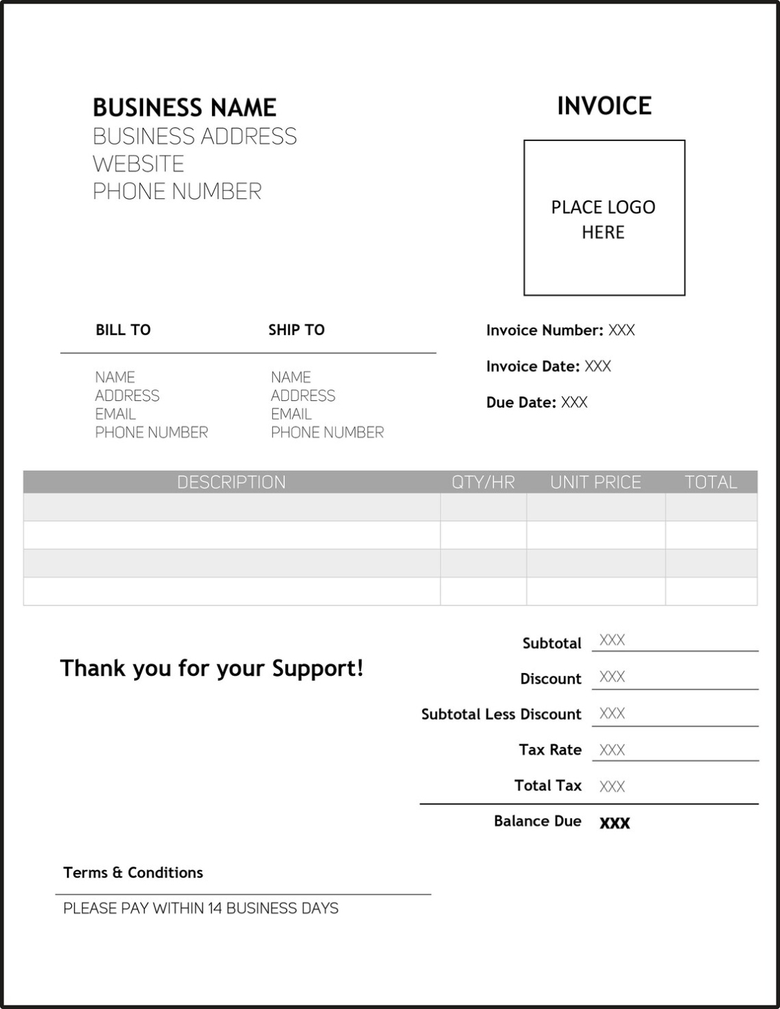 Invoice Template Printable Invoice Business Form | Etsy Singapore In Singapore Invoice Template
