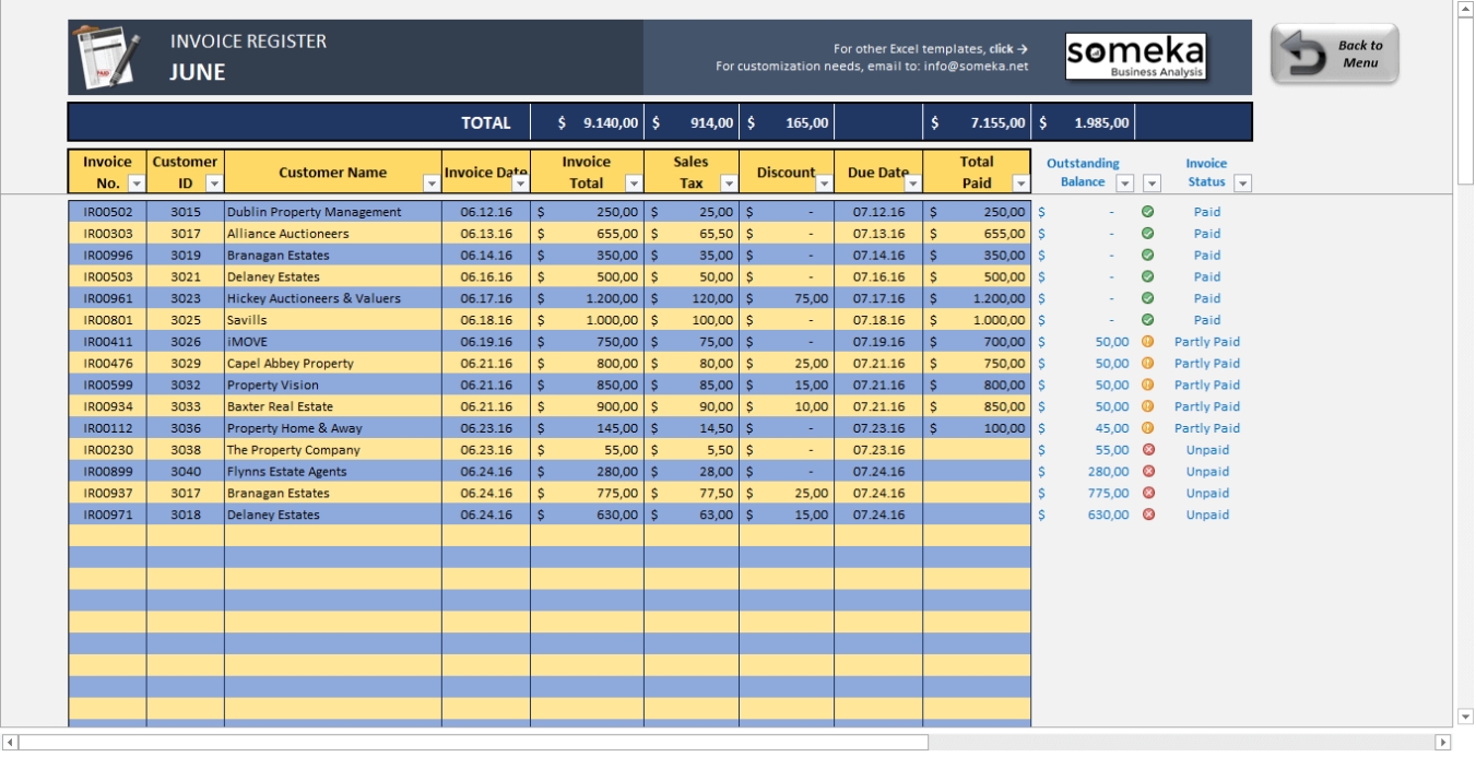 Invoice Tracker – Free Excel Template For Small Business Regarding Record Keeping Template For Small Business