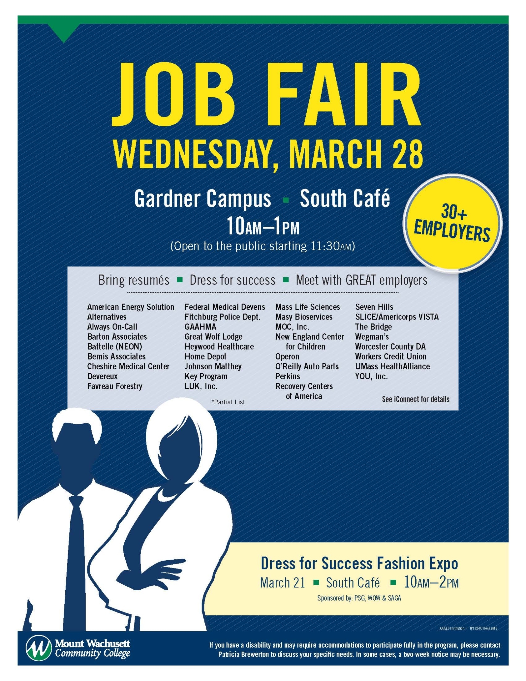 Job Fair To Bring Over 30 Employers To Mwcc — Mount Wachusett Community College Pertaining To Job Fair Flyer Template