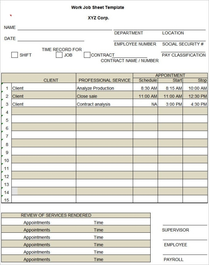 Job Sheet Template – 13+ Free Word, Excel, Pdf Documents Download With Sample Job Cards Templates