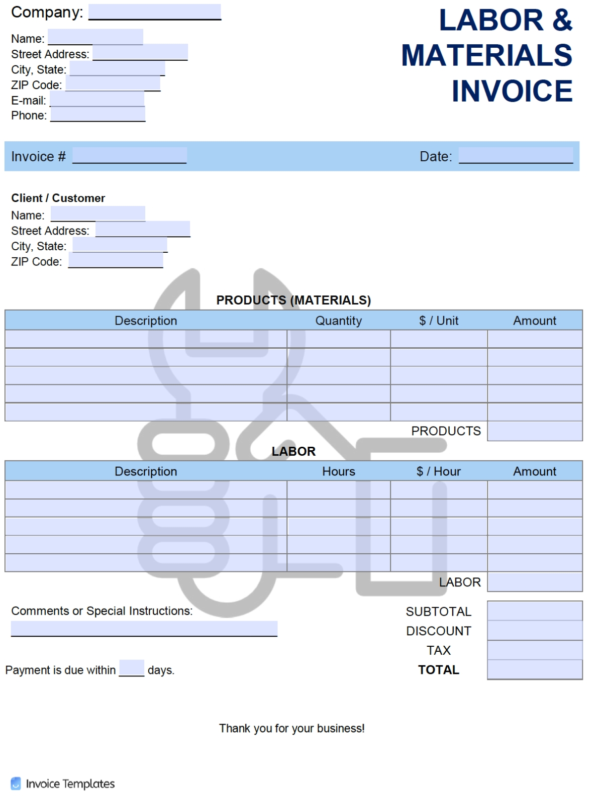 Labor Invoice Template – Russellhuntley Blog Inside Contract Labor Invoice Template