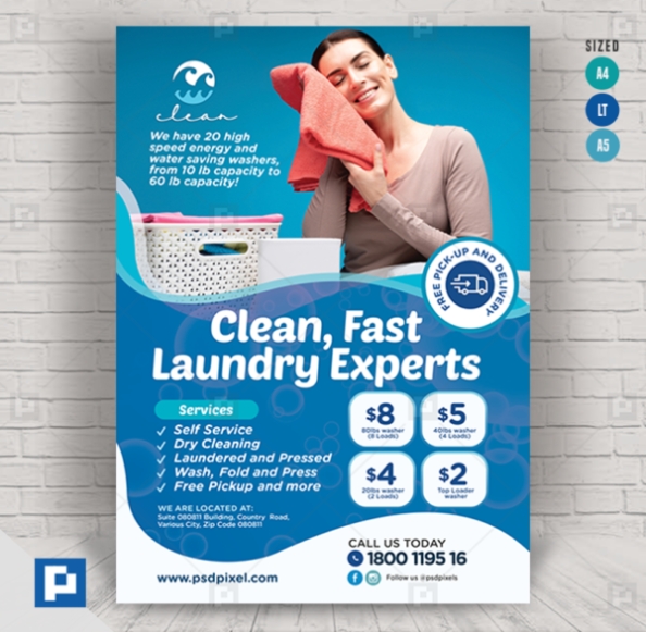 Laundry Expert Services Flyer - Psdpixel in Laundry Flyers Templates
