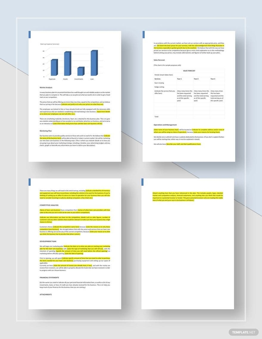 Lawn Care Business Plan Template - Google Docs, Word, Apple Pages | Template Intended For Lawn Care Business Plan Template Free