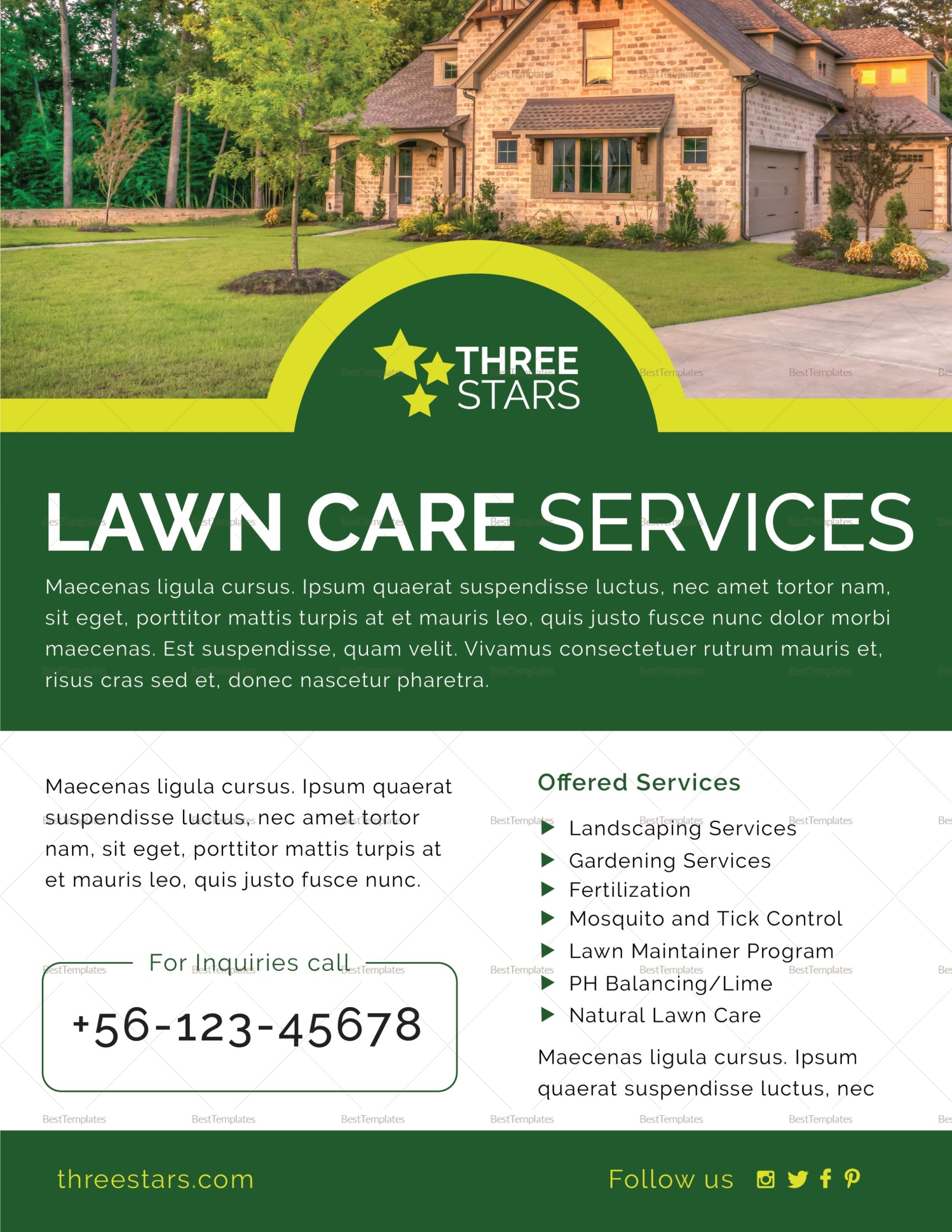 Lawn Care Flyer Design Template In Psd, Word, Publisher, Illustrator, Indesign Intended For Lawn Mowing Flyer Template Free