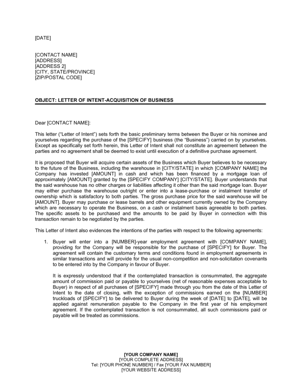 Letter Of Intent For Business Partnership Template Regarding Letter Of Intent For Business Partnership Template