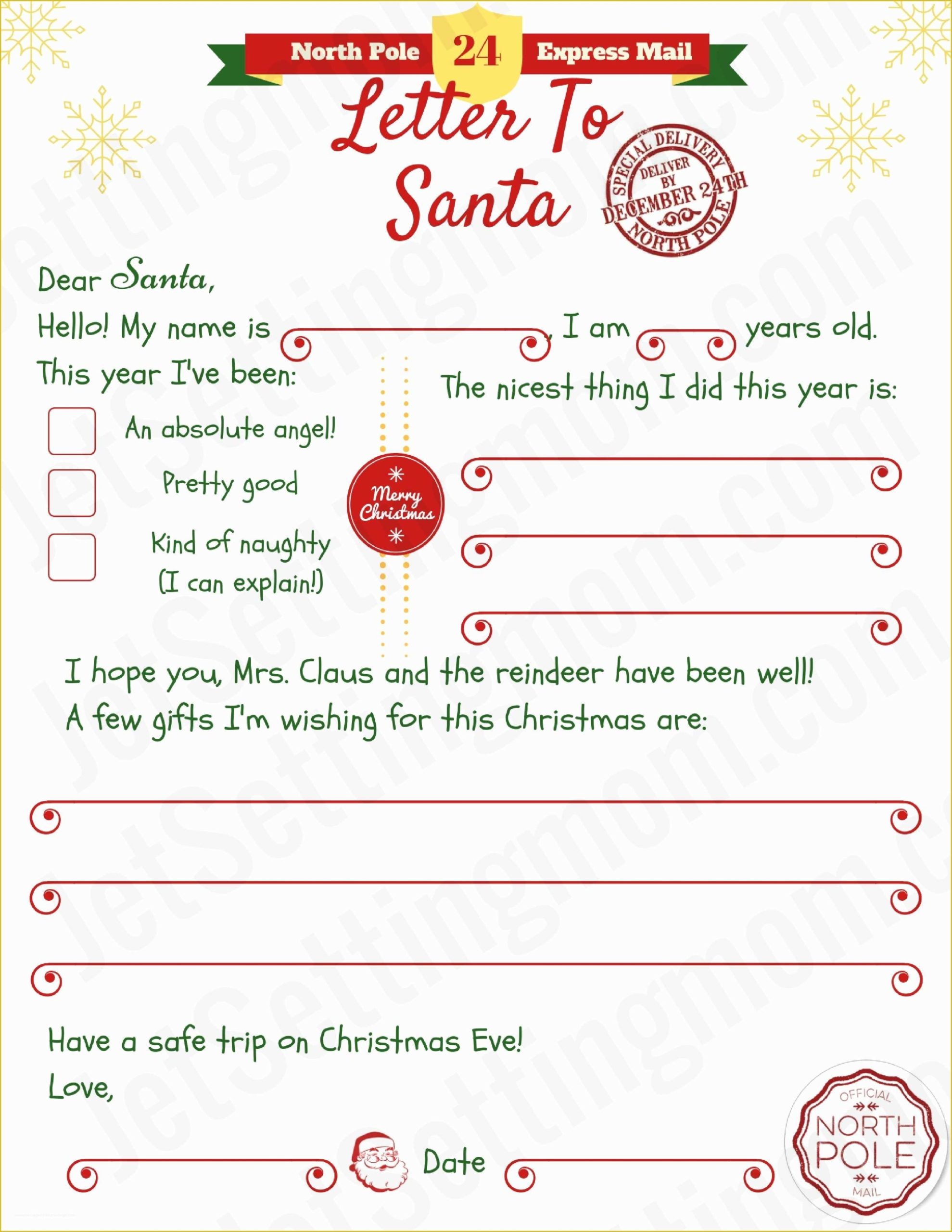 Letter To Santa Template Free Printable Of Free Printable Letter To Pertaining To Santa Letter Template Word