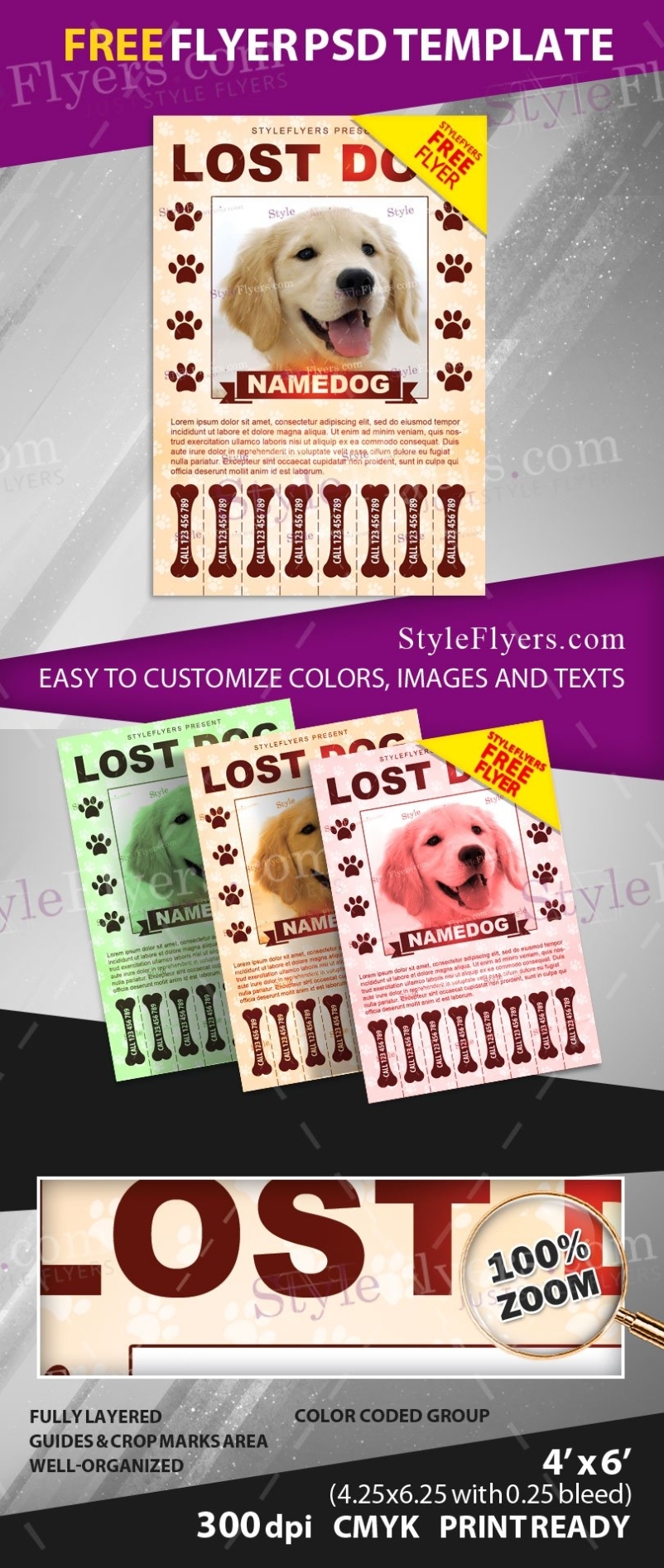 Lost Dog Free Psd Flyer Template Free Download #12001 – Styleflyers Regarding Lost Pet Flyer Template