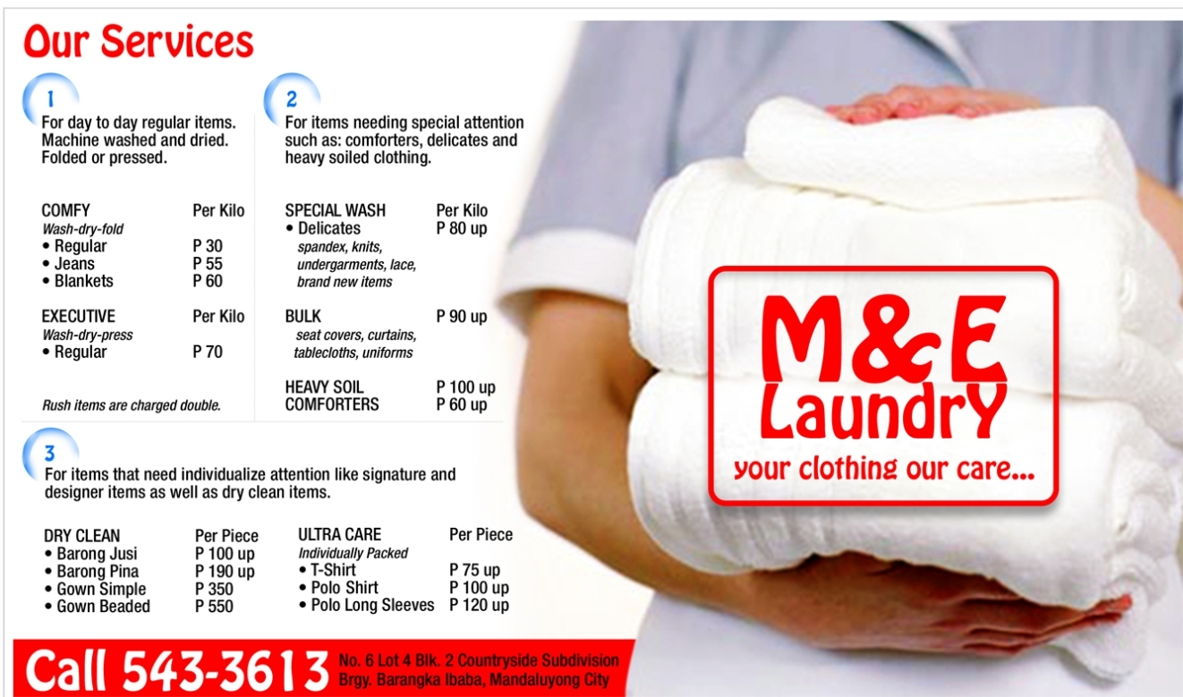 M & E Laundry With Regard To Ironing Service Flyer Template