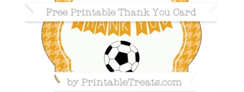 Marigold Houndstooth Pattern Soccer Thank You Card — Printable Treats Pertaining To Soccer Thank You Card Template