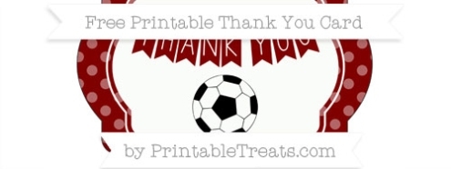 Maroon Dotted Pattern Soccer Thank You Card — Printable Treats Within Soccer Thank You Card Template