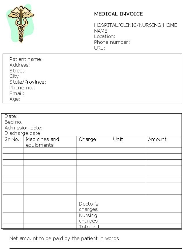 Medical Invoice Template | Invoice Example for Doctors Invoice Template
