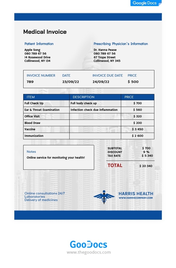 Medical Invoice – Usedgracoduo For Home Health Care Invoice Template