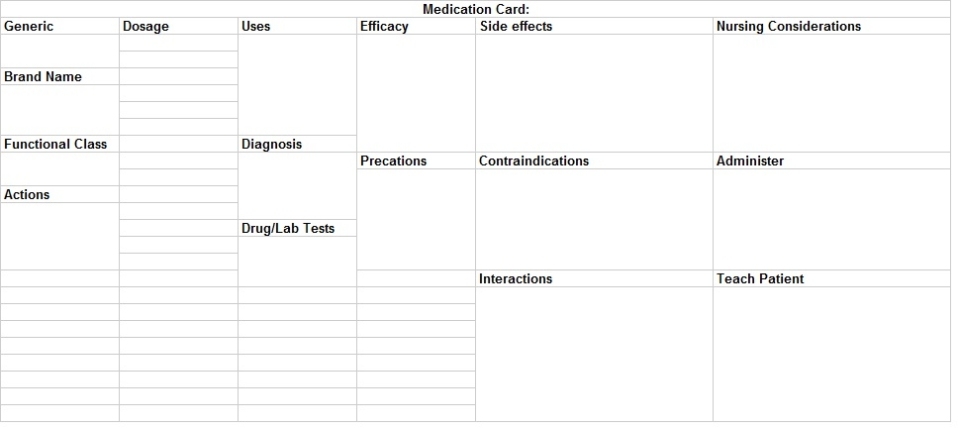Medication Card Excel Template ~ Template Sample For Med Card Template