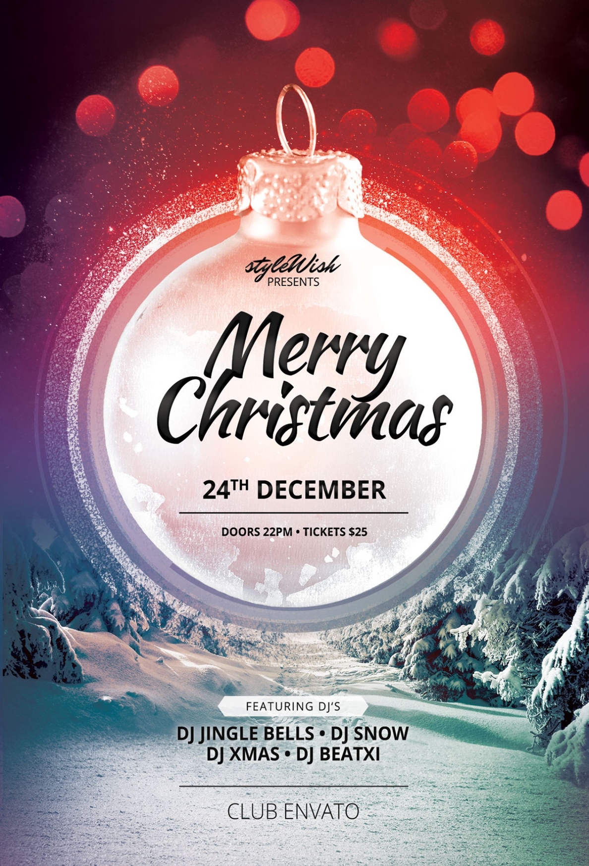 Merry Christmas Flyer Template On Behance In Free Holiday Party Flyer Templates