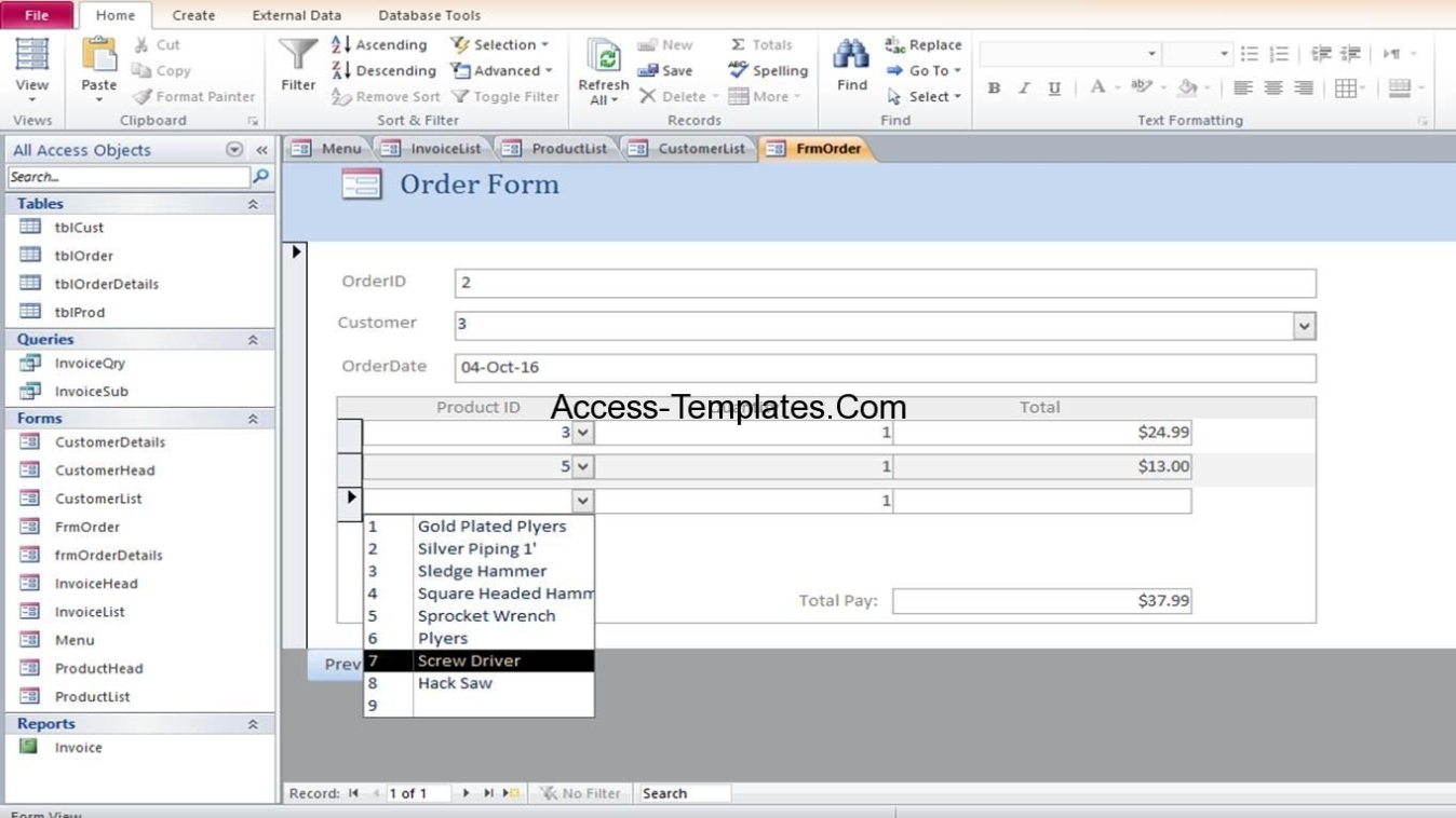 Microsoft Access Invoice Database Template Inside Small Business Access Database Template