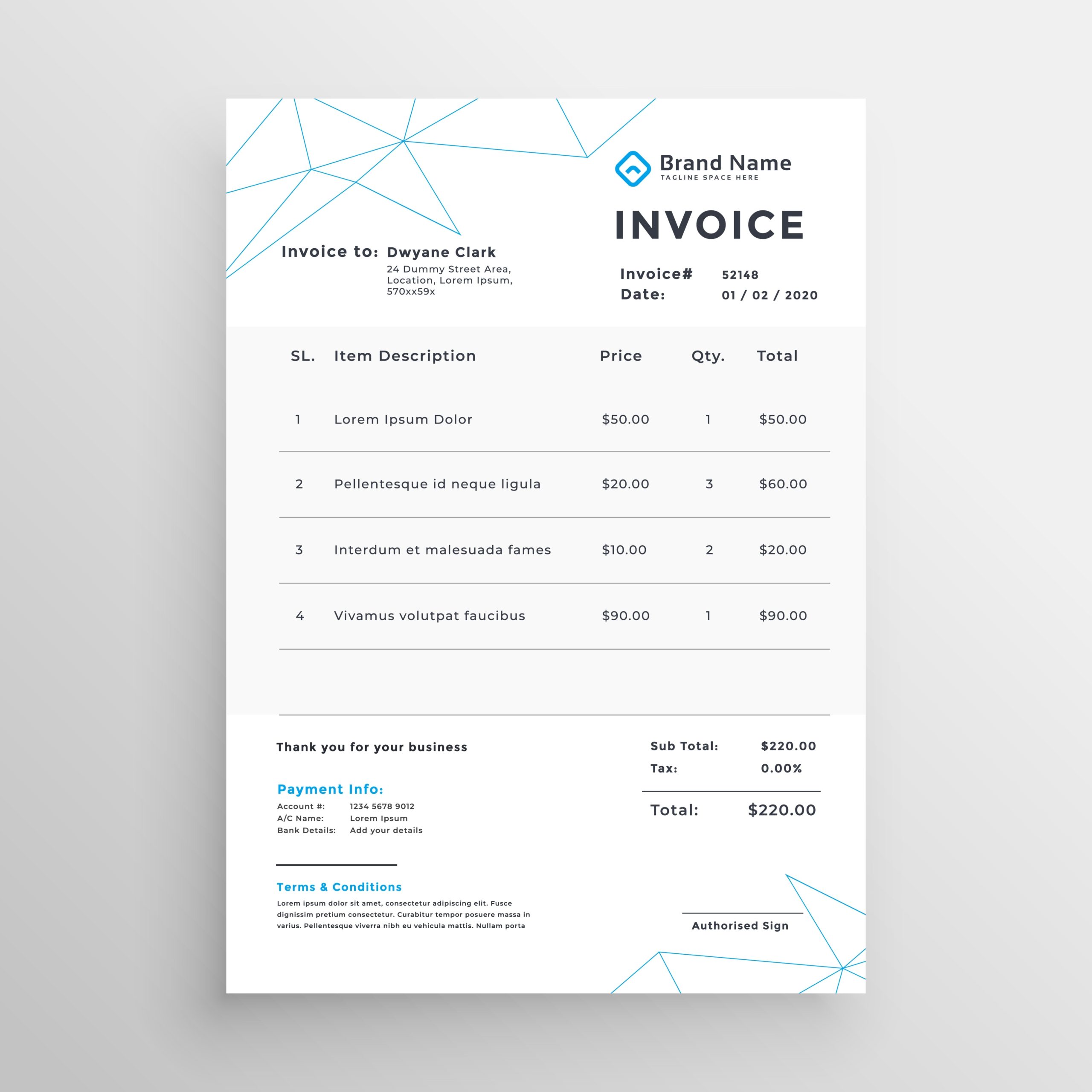 Minimal Vector Invoice Template Design - Download Free Vector Art, Stock Graphics &amp; Images pertaining to Invoice Template For Designers