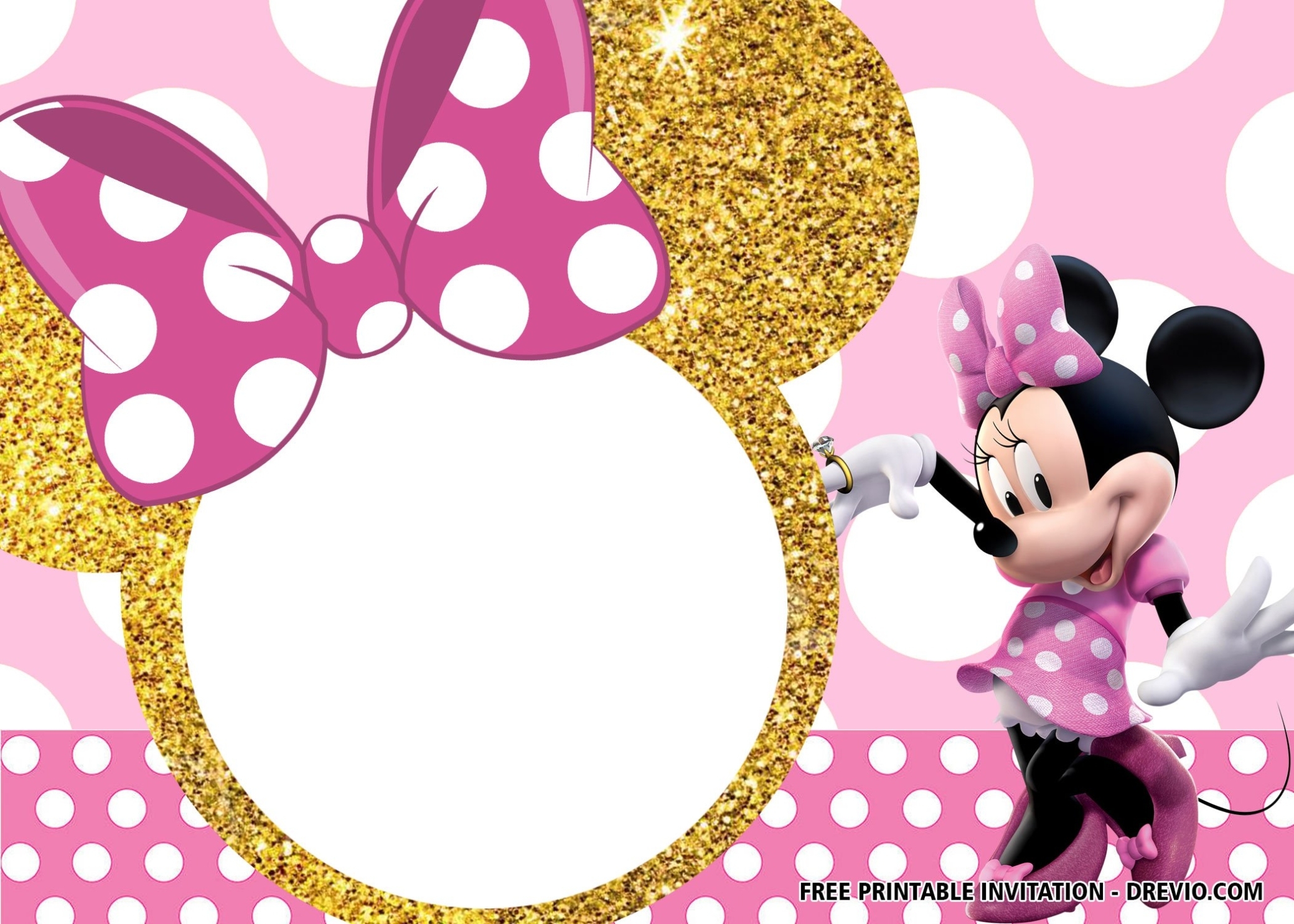 Minnie-Mouse-1St-Birthday-Invitation-Pink-And-Gold-Minnie-Mouse-Invitation-1 | Download Hundreds throughout Minnie Mouse Card Templates