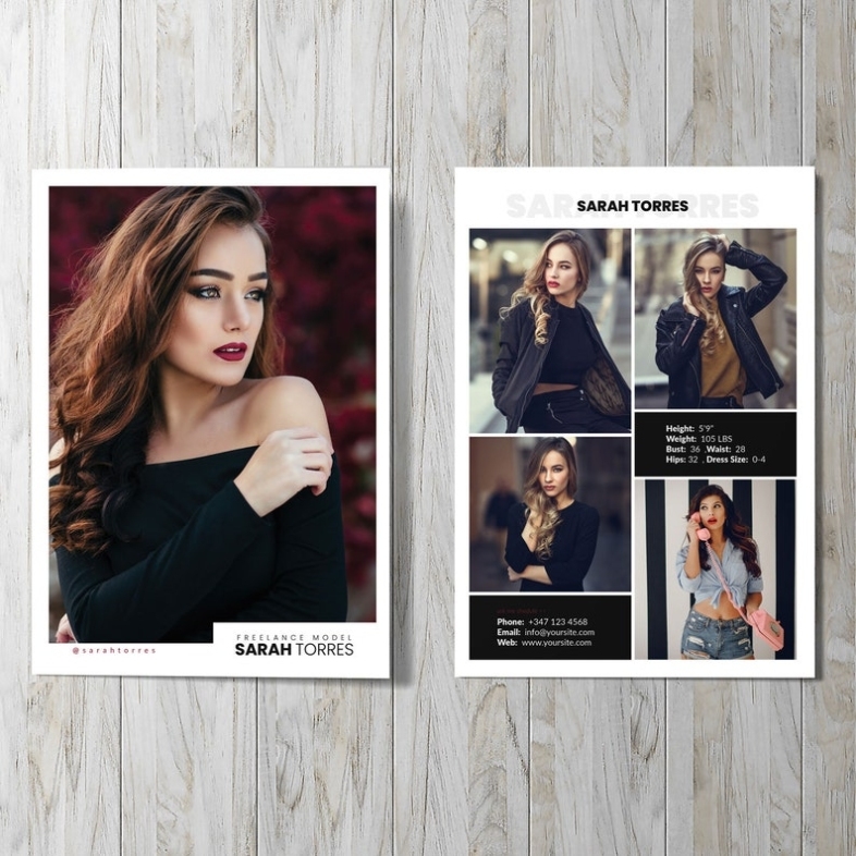 Modeling Comp Card Fashion Model Comp Card Template | Etsy For Comp Card Template Psd