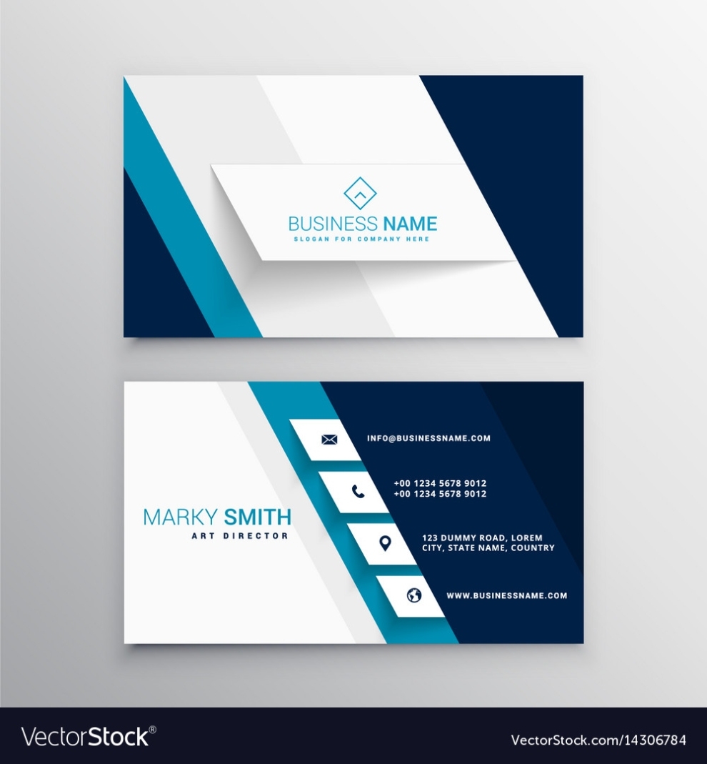 Modern Blue And White Business Card Template Vector Image With Regard To Email Business Card Templates