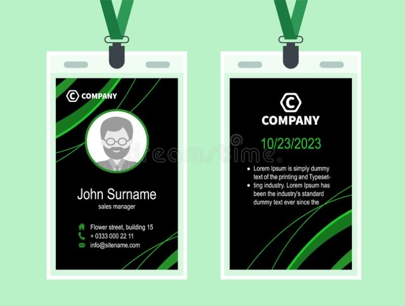 Modern Green Id Card. Design Template Identity Card For Conference. Stock Vector – Illustration For Conference Id Card Template