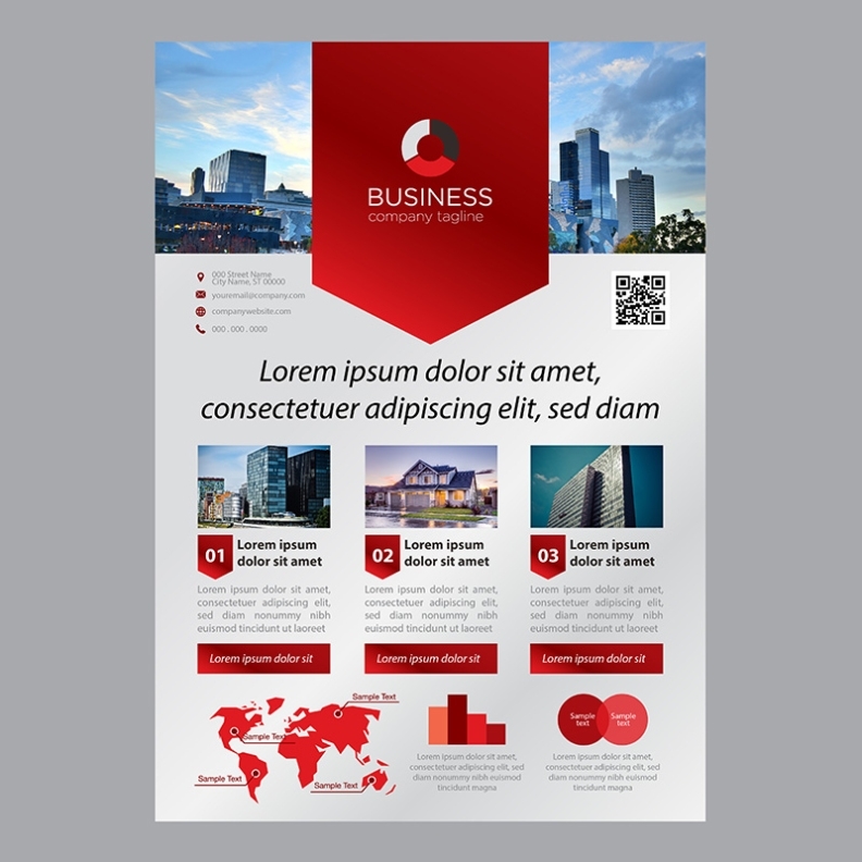 Modern Red Banner Shape One Page Business Brochure Template 686357 Vector Art At Vecteezy Pertaining To 1 Page Flyer Template