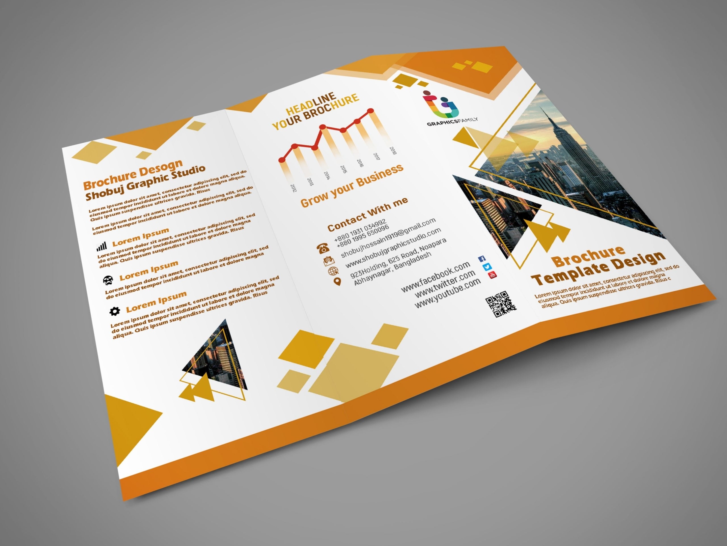 Modern Tri Fold Brochure Design Free Psd - Graphicsfamily with Free Tri Fold Business Brochure Templates