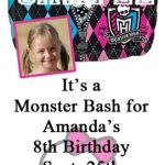 Monster High Birthday Invitation 10 Ea With Envelopes Personalized Custom Made – Greeting Cards Regarding Monster High Birthday Card Template