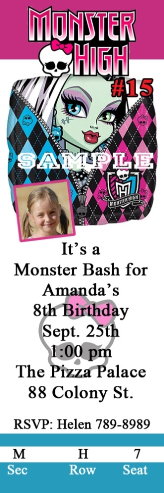 Monster High Birthday Invitation 10 Ea With Envelopes Personalized Custom Made – Greeting Cards Regarding Monster High Birthday Card Template