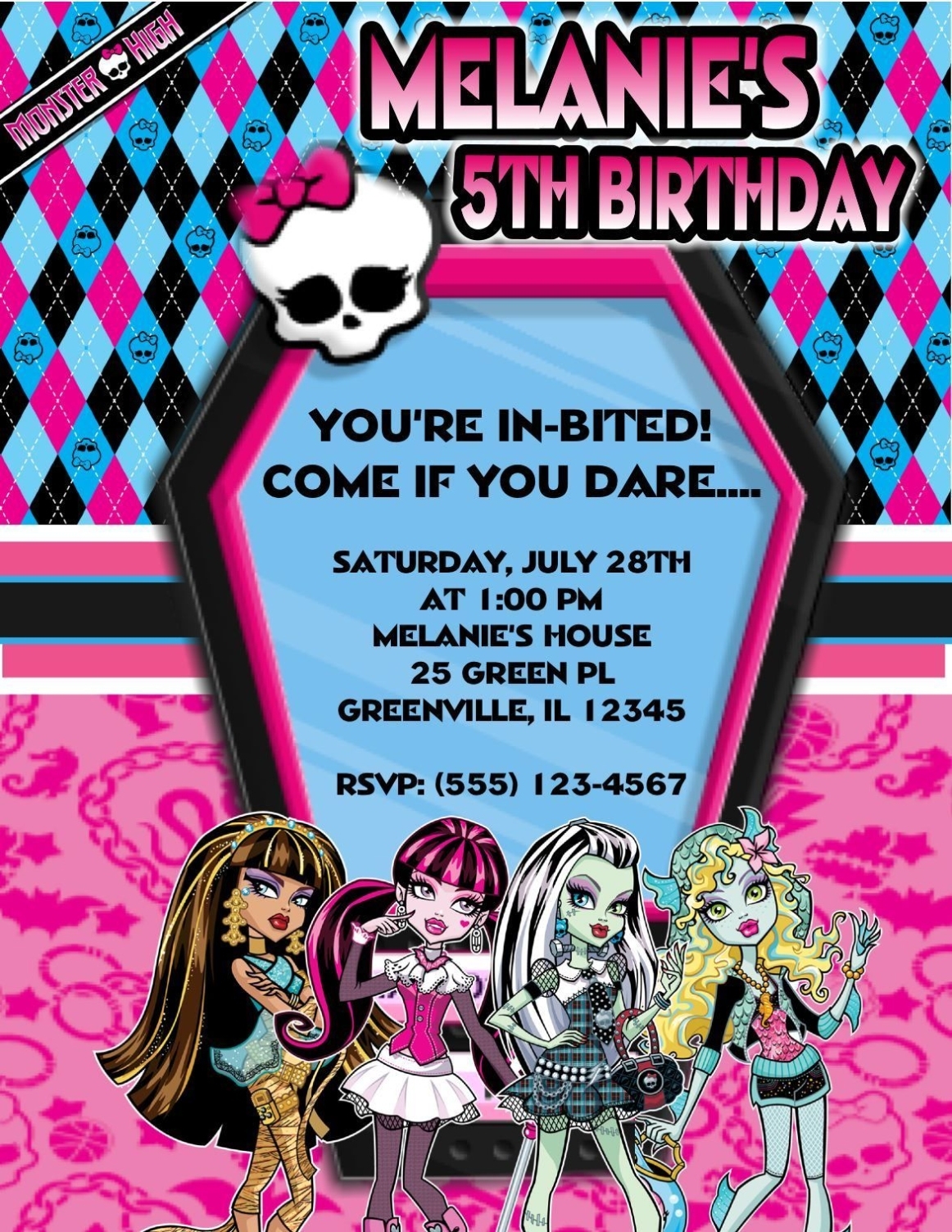 Monster Party Invitations Printed – Invitation Design Blog Throughout Monster High Birthday Card Template